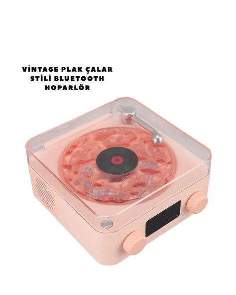 Retro Bluetooth Hoparlör PEMBE ürün görseli