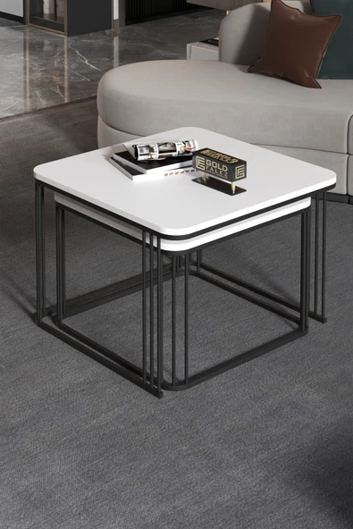 Orta Sehpa Ve Zigon Sehpa Damla Beyaz - Resim 4