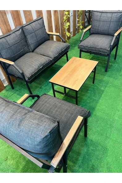 UFUK HOME 2 1 1 Sehpalı Berjer,salon Oturma Odası Takımı,metal Oturma Grubu Kanepe Metal Berjer - Resim 3