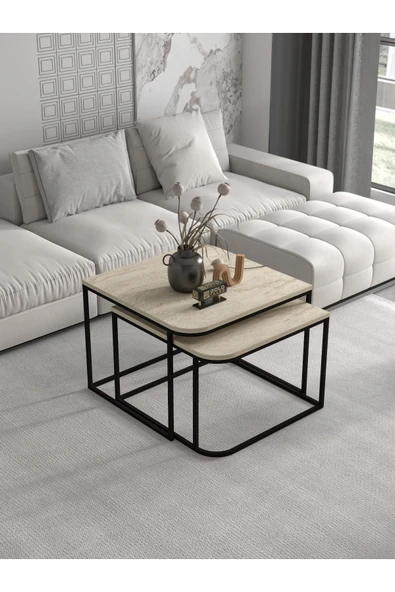 Orta Sehpa Tekli Damla Gold Beyaz - Resim 5