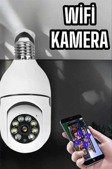 Wifi Kamera Duylu Ampul Görünümlü 360 Derece Dönebilen Ev Kamerası - Resim 2
