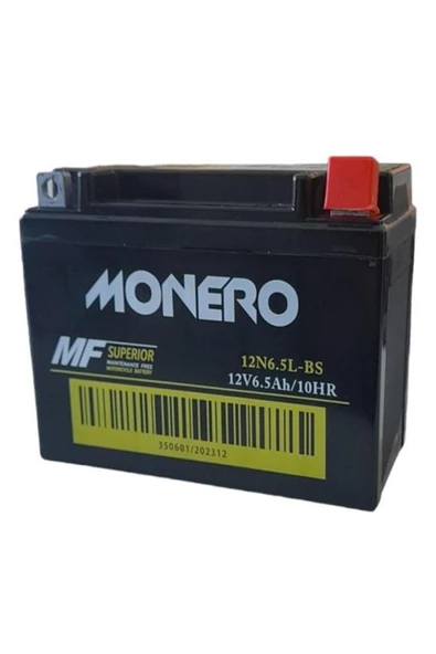 monero 12N6.5L-BS 6.5AMPER MOTOSİKLET AKÜSÜ EBATLAR: 138*65*100 mm ürün görseli