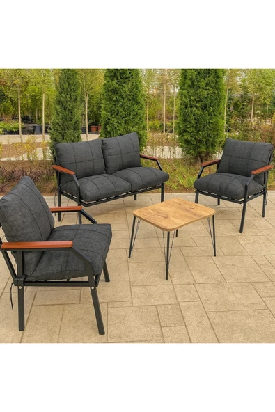 UFUK HOME Bahçe Mobilyası 2 1 1 Miray Bahçe Takımı Metal Sehpalı Balkon Takımı Çay Seti Nn211 ürün görseli