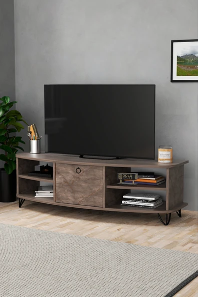 Tv Sehpası Tv Ünitesi Saraylı Atlantik Çam - Antrasit 5061 - Resim 5