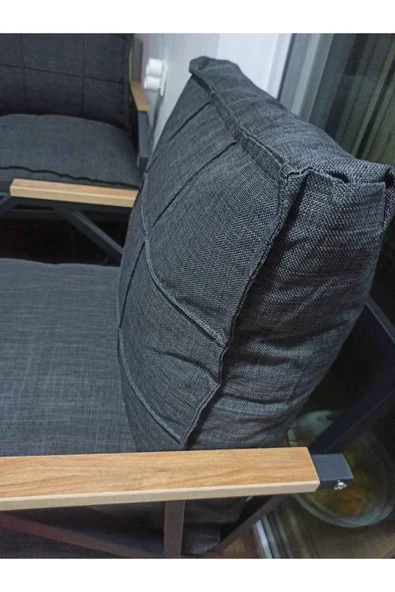UFUK HOME Linda 211 Antrasit Fermuarlı Bahçe Balkon Takımı, Cafe, Salon - Metal Kanepe Koltuk Takımı - Resim 6