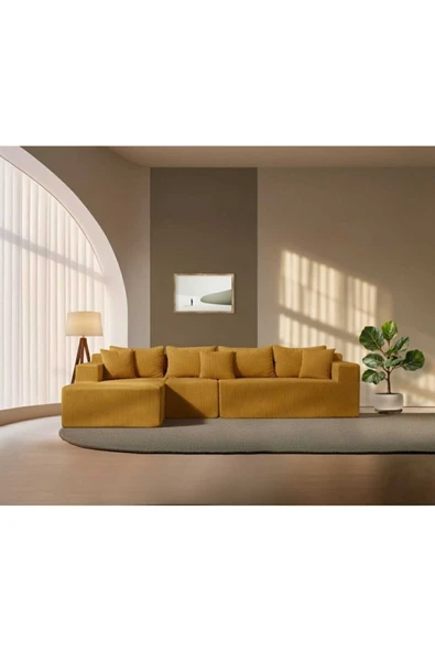 UFUK HOME Comfort Köşem -Sade Ferah Şık Konforlu Sünger Köşe Koltuk Takımı Hardal ürün görseli