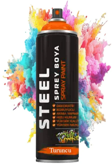 Turuncu Sprey Boya 200 ml Hızlı Kuruyan Renkli Profesyonel Ahşap Plastik Demir Metal Cam Porselen ürün görseli