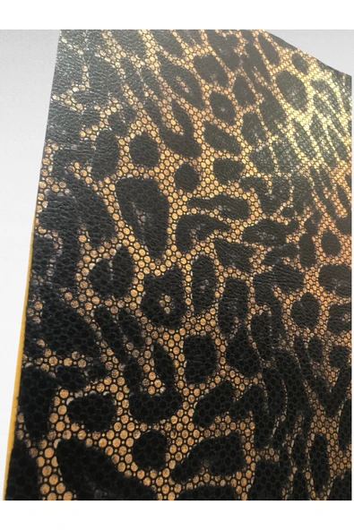 Kendinden Yapışkanlı Varaklı Leopar Suni Deri  Kutu Kılıf Cüzdan Anahtarlık Kaplama 21x30 cm - Resim 5