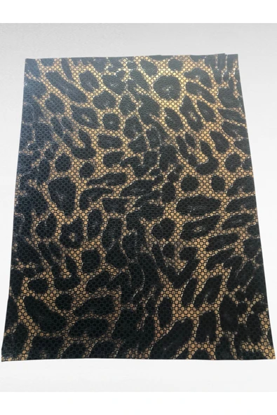 Kendinden Yapışkanlı Varaklı Leopar Suni Deri  Kutu Kılıf Cüzdan Anahtarlık Kaplama 21x30 cm ürün görseli