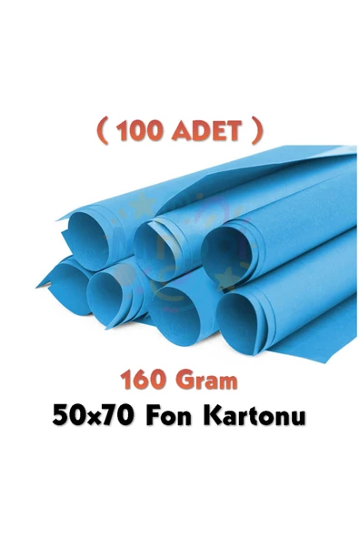 Koyu Mavi Fon Kartonu 50x70 cm 100'lü Paket 160 gr Renkli Fon Kartonu ürün görseli