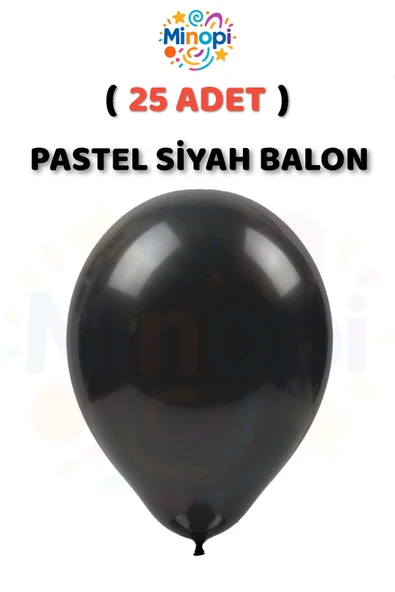 ( 25 Adet ) Siyah Balon 12'' Lateks Pastel Balon Doğum Günü Organizasyon Süsleme ürün görseli