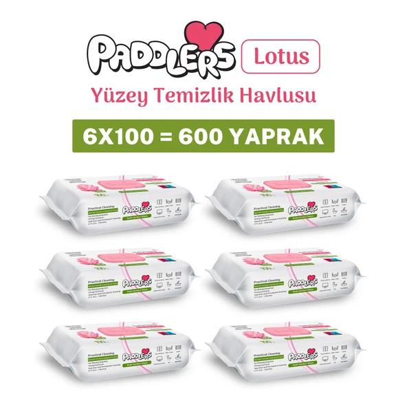 Paddlers Easy Clean Lotus Çiçeği Yüzey Temizlik Havlusu 6x100 (600 Yaprak) ürün görseli