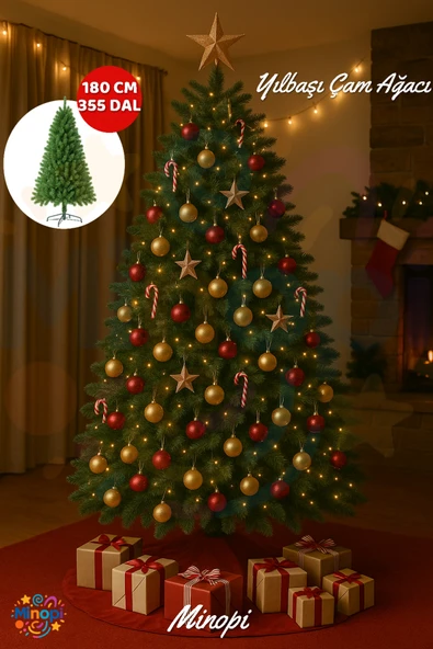 Yılbaşı Çam Ağacı 180 cm Plastik Ayaklı 355 Dal Christmas Tree ürün görseli