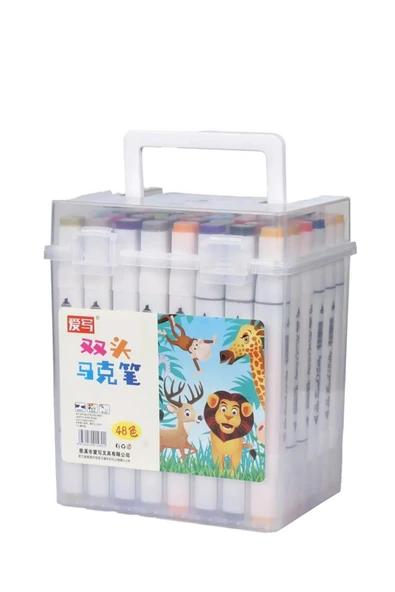 48'li Çift Taraflı Art Marker Keçeli Kalem Seti Kutulu + Mona Lisa Eskiz Defteri A4 50 Yaprak 120GR. - Resim 2