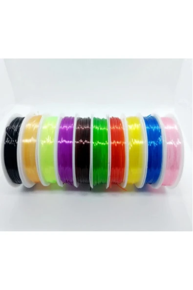1 mm Esnek Misina , Lastikli Misina , Renkli Misina 10'lu Paket ürün görseli