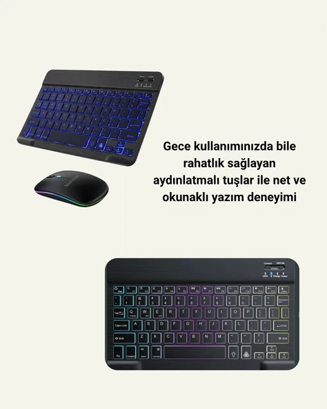 Tüm Cihazlarla Uyumlu RGB Işıklı Kablosuz Klavye ve Mouse Seti - Resim 4