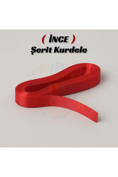 Kırmızı Saten Kurdele 1 Cm 10 Metre, Bohça Çeyiz Özel Gün Hediye Süsleme Kurdelesi ürün görseli