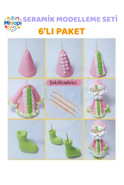 Seramik Kil Çömlek Şekillendirici 6 lı Seramik Modelaj Oyma Seti Heykel Katlama Kalemi Oyma - Resim 5