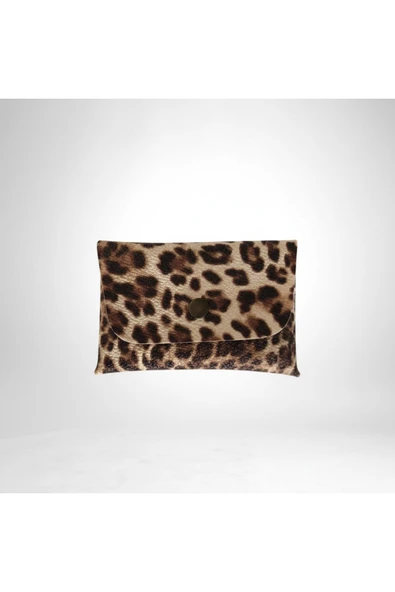 Leopar Desenli Mini Kartlık Cüzdan  Para Kesesi Kart Tutucu Çıtçıtlı Model 10x7 cm - Resim 4