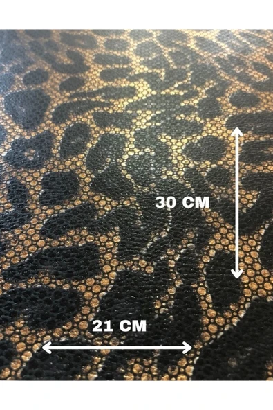 Kendinden Yapışkanlı Varaklı Leopar Suni Deri  Kutu Kılıf Cüzdan Anahtarlık Kaplama 21x30 cm - Resim 2