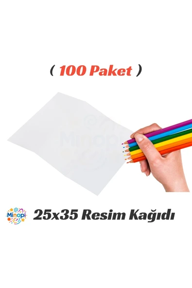 100 Paket 25x35 Resim Kağıdı Paketi 10'lu Sulu Akrilik Guaj Boya Hobi Tasarım ürün görseli