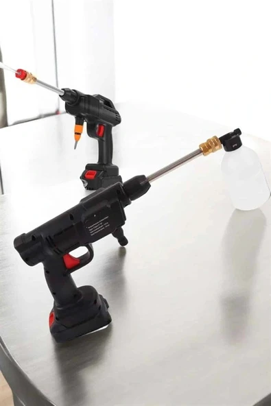 Şarjlı Oto Yıkama Tabancası Su Basınçlı Hazneli Bataryalı - Resim 3