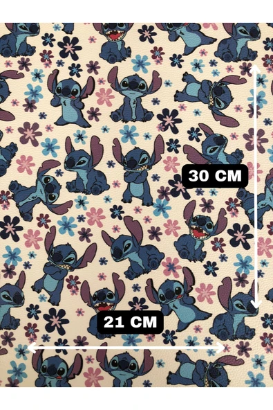 Yapışkanlı Stitch Karakterli Suni Deri  Kutu Kılıf Cüzdan Anahtarlık Kaplama  21x30 cm ürün görseli