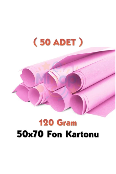 Açık Pembe Fon Kartonu 50x70 cm 50'li Paket 120 gr Renkli Fon Kartonu ürün görseli