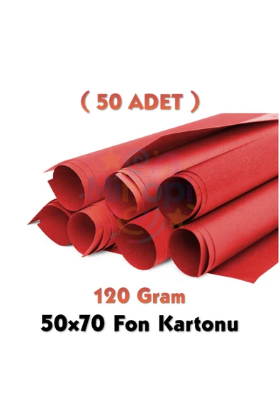 Kırmızı Fon Kartonu 50x70 cm 50'li Paket 120 gr Renkli Fon Kartonu ürün görseli