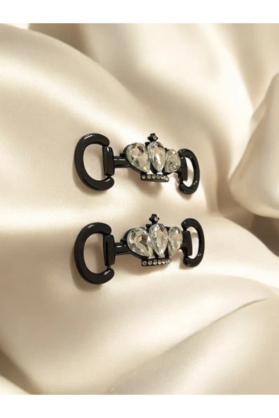 Zarif Kristal Taşlı Metal Ayakkabı Kemer Bilezik Tokası Kraliyet Tacı Tasarımı - Resim 6