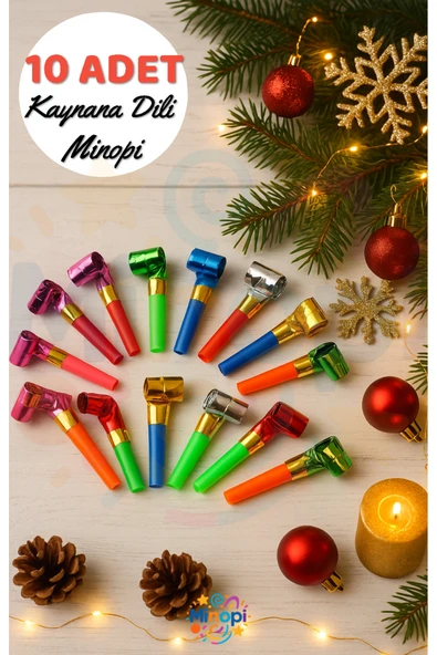 10 Adet Yılbaşı Uzayan Düdük Kaynana Dili Rengarenk Parti ve Doğum Günü Düdüğü ürün görseli