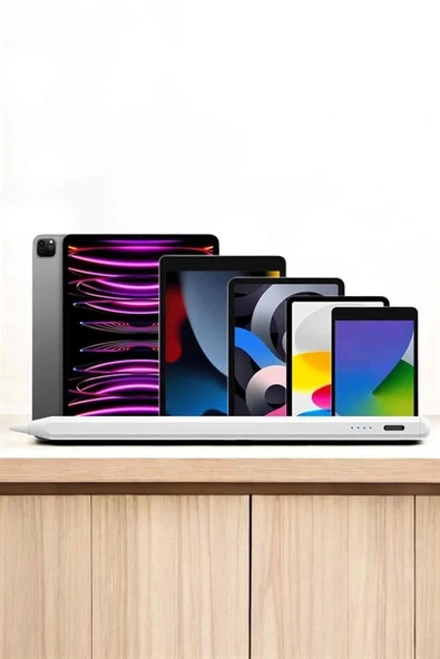 Dokunmatik Kalem Beyaz Şarjlı Yedek Uçlu Android ve İOS Uyumlu - Resim 4