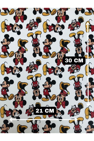 Yapışkanlı Mickey Mouse Suni Deri  Kutu Kılıf Cüzdan Anahtarlık Kaplama  21x30 cm ürün görseli