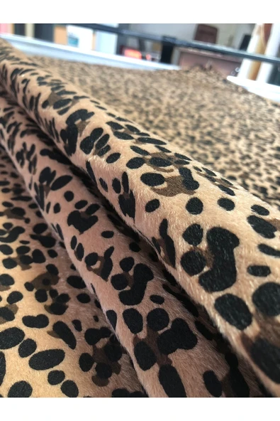 Tüylü Leopar Suni Kumaş Ayakkabı Çanta Kendin Yap ve Hobi Projeleri için Lüks Malzeme (1M) - Resim 5