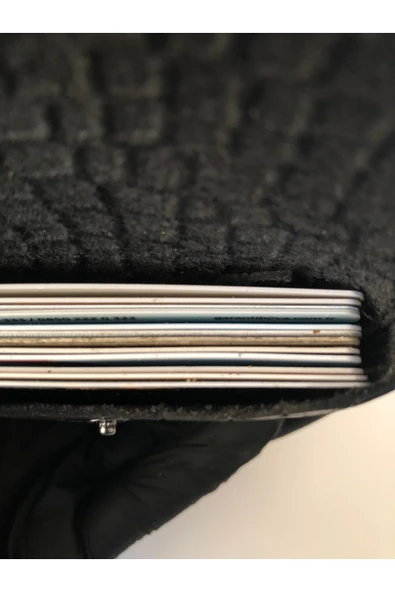 El İşçiliği Siyah Hakiki Timsah Derisi Kartlık  Erkek Kadın Deri Cüzdan (10x7 cm) - Resim 7