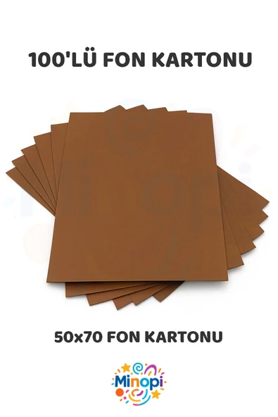 Kahverengi Fon Kartonu 50x70 cm 100'lü Paket Renkli Fon Kartonu Kalın Büyük Boy ürün görseli