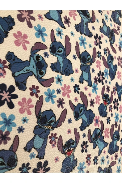 Yapışkanlı Stitch Karakterli Suni Deri  Kutu Kılıf Cüzdan Anahtarlık Kaplama  21x30 cm - Resim 4