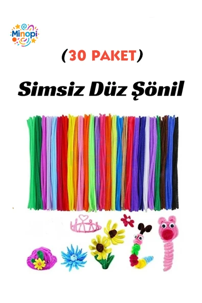 30 Paket Şönil Renkli Paketi 25'li Renkli Tüylü Tel ürün görseli