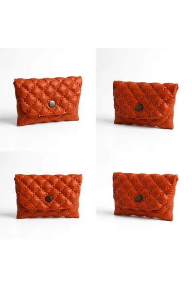 Kapitone Mini Kartlık Cüzdan  Para Kesesi Kart Tutucu Çıtçıtlı Model 10x7 cm - Resim 7