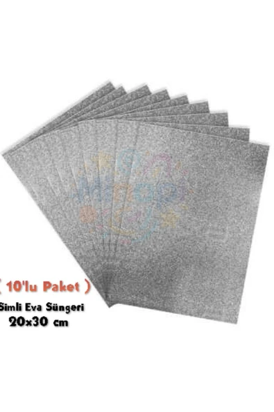 Gümüş Renkli Simli Eva Süngeri 20x30 cm 10'lu Paket 1.5 mm ürün görseli