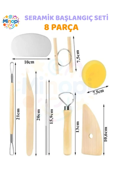 Seramik Başlangıç Seti 8 Parça 1 Paket Modelaj Modelleme Hekel Çömlek Sanatsal Ebeşuar Hobi Düzeltme ürün görseli