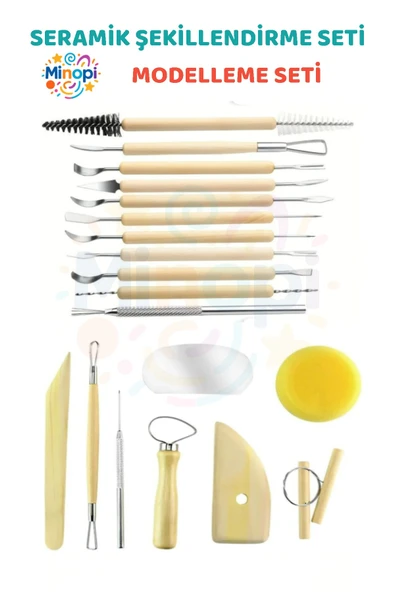 Seramik Başlangıç Seti Oyma Şekillendirici Set 19 Parça Set Kil Çömlek Şekillendirici ürün görseli
