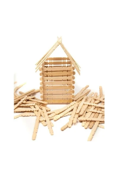 1 Paket Naturel Geçmeli Dil Çubuğu Paketi 50'li Tırtıklı Geçirmeli Eklemeli Dondurma Çubuğu - Resim 3