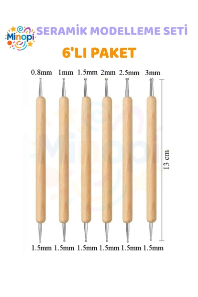 Seramik Kil Çömlek Şekillendirici 6 lı Seramik Modelaj Oyma Seti Heykel Katlama Kalemi Oyma ürün görseli