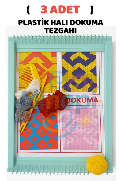 ( 3 Adet ) Plastik Halı Dokuma Tezgahı Hobi Okul Elişi Çocuk Halı Dokuma Tezgah ürün görseli
