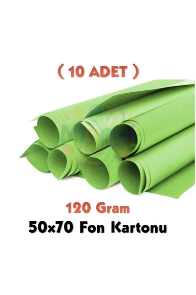 Açık Yeşil Fon Kartonu 50x70 cm 10'lu Paket 120 gr Renkli Fon Kartonu ürün görseli