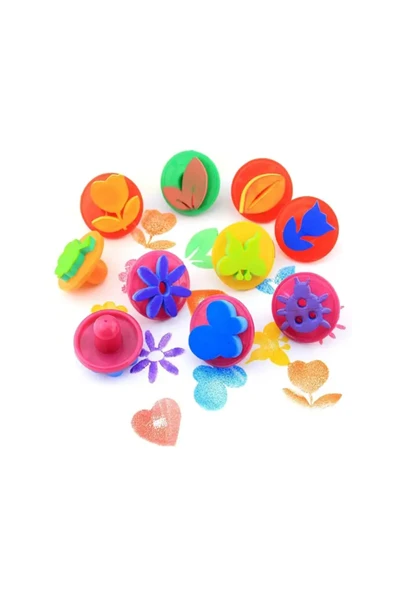 10 Paket Eva Baskı Süngeri 12'li Paket Farklı Şekiller Boya Süngeri - Resim 2