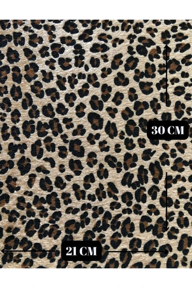 Yapışkanlı Tüylü Leopar Kumaş Ayakkabı Çanta Araç İçi Döşeme ve Hobi Ürünleri ( 21 x 30 cm ) ürün görseli
