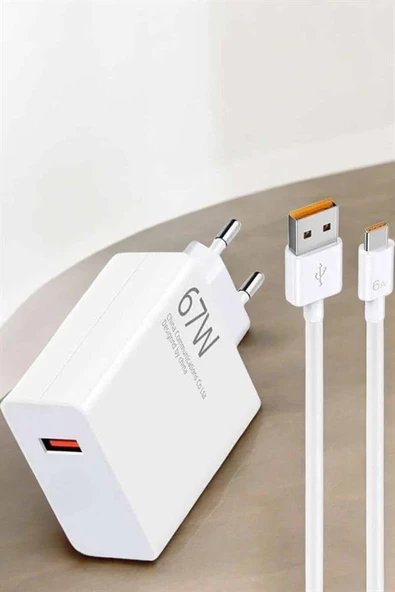 Şarj Aleti 67W Hızlı Şarj Turbo Type-C Uyumlu Şarj Adaptörü Kablosu - Resim 3