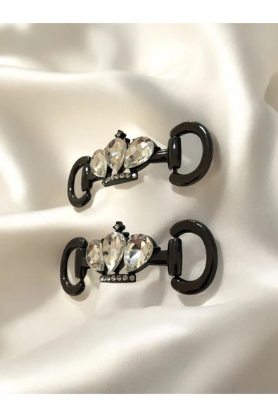 Zarif Kristal Taşlı Metal Ayakkabı Kemer Bilezik Tokası Kraliyet Tacı Tasarımı - Resim 5